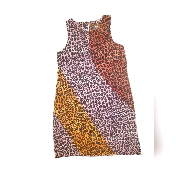 Anthropologie Maeve Wynn Cheetah Patchwork Tunic Shift Career Preppy Dress Sz S - Picture 1 of 8